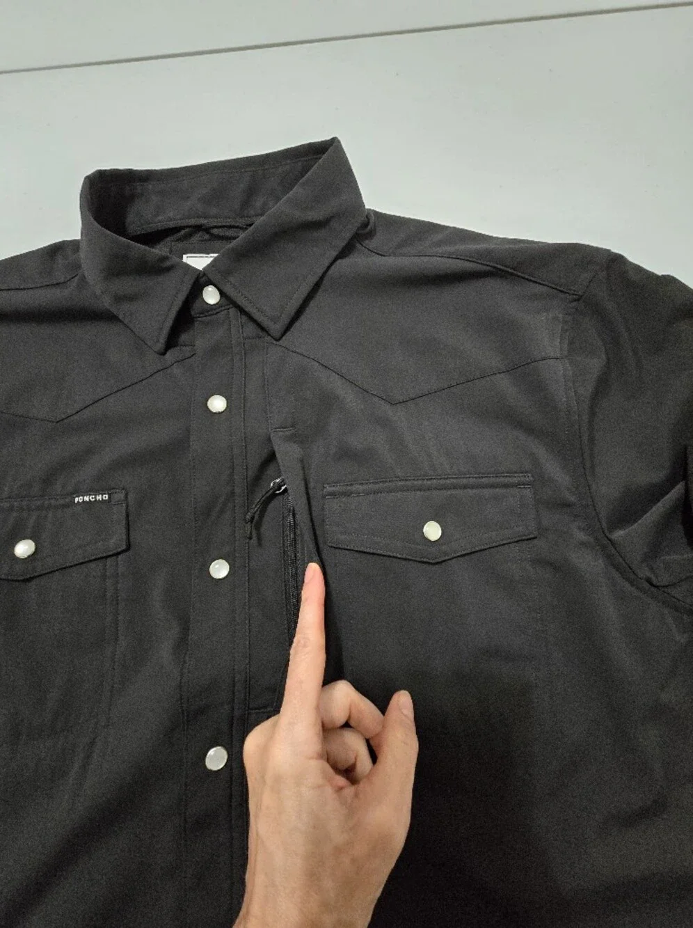 Poncho The Bandera Short Sleeve Slim Fit Pearl Snap Shirt Men's Large Outdoor - Picture 8 of 10